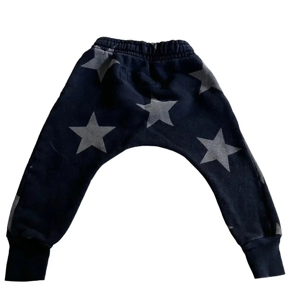 Nununu boys black star sweatpants size 6-12 m